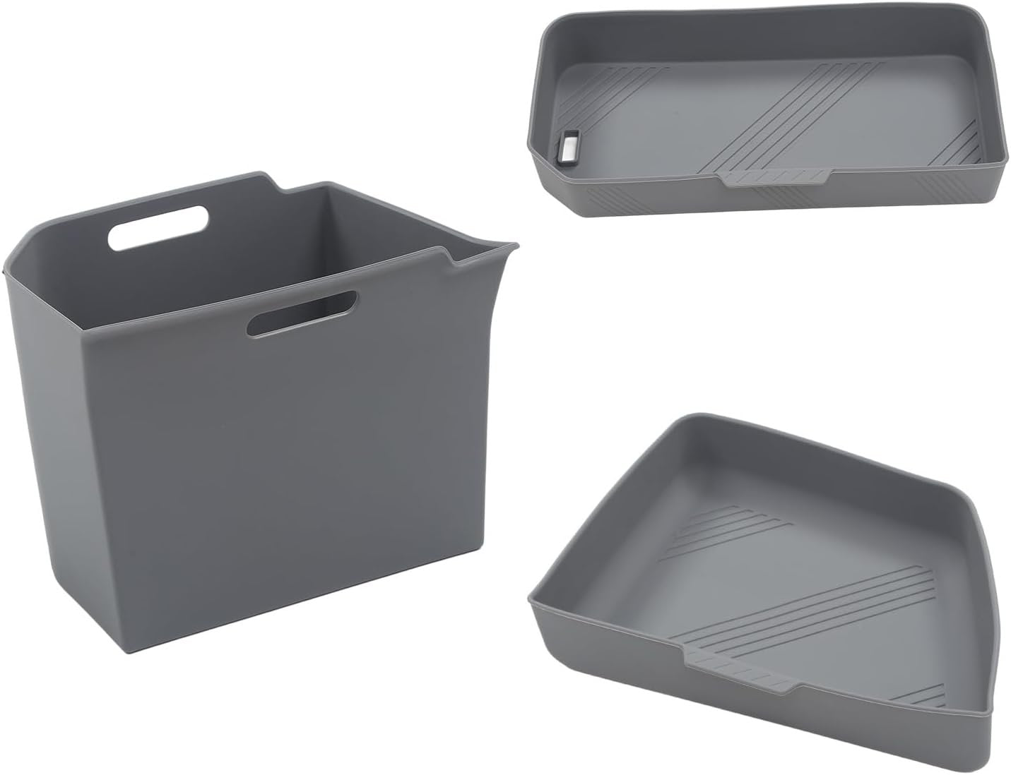 SCREW RHINO Trunk storage box set perfectly Compatible with Tesla model x 2022-2024 -left and right compartment silicone storage box-gray 3-piece set, efficient organization of items