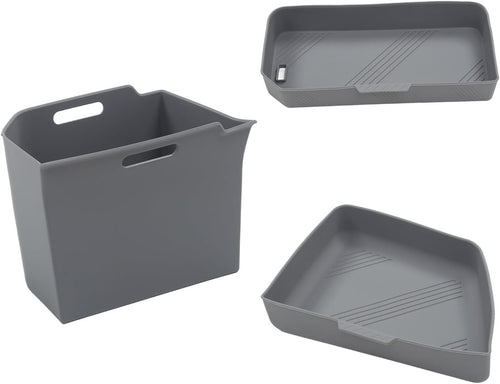 SCREW RHINO Trunk storage box set perfectly Compatible with Tesla model x 2022-2024 -left and right compartment silicone storage box-gray 3-piece set, efficient organization of items