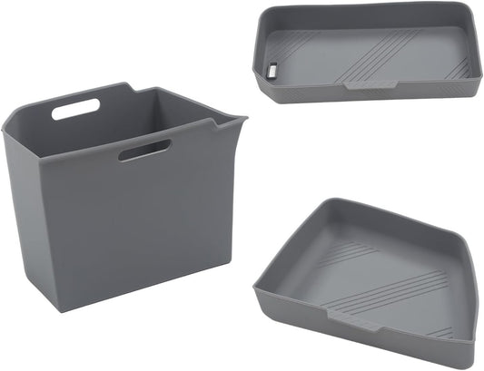 SCREW RHINO Trunk storage box set perfectly Compatible with Tesla model x 2022-2024 -left and right compartment silicone storage box-gray 3-piece set, efficient organization of items