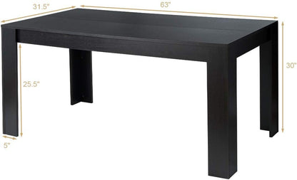 Giantex Dining Table for 6-8, Wood Rectangular Table, 63" L x 31.5" W x 30" H Large Farmhouse Center Table, Home Furniture Kitchen Table, Modern Dining Room Table, Supporting for 330LBS, Black
