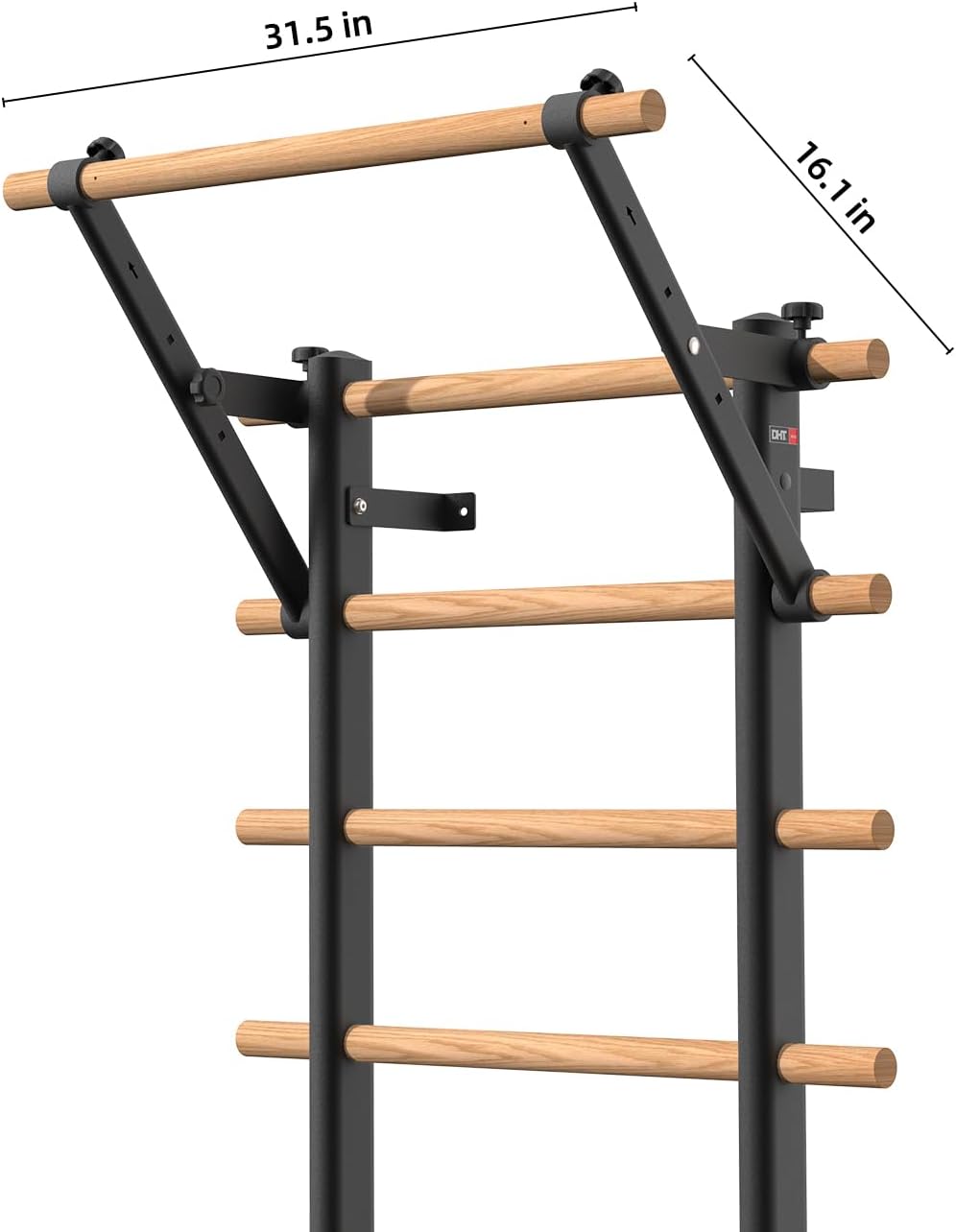 DHT Wood Stall Bar, Swedish Ladder Suspension Trainer with 9 Strategic Rods, for Home, Gym, School and Clinics