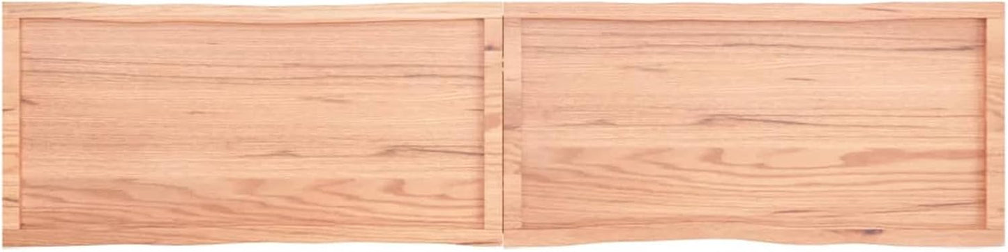 Solid Treated Wood Board with Live Edge, Light Brown, 220 x 50 x (2-4) cm, Replacement Tabletop for Coffee Table, Dining Table, Kitchen Counter, Desktop Surface