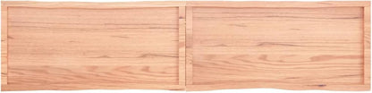 Solid Treated Wood Board with Live Edge, Light Brown, 220 x 50 x (2-4) cm, Replacement Tabletop for Coffee Table, Dining Table, Kitchen Counter, Desktop Surface
