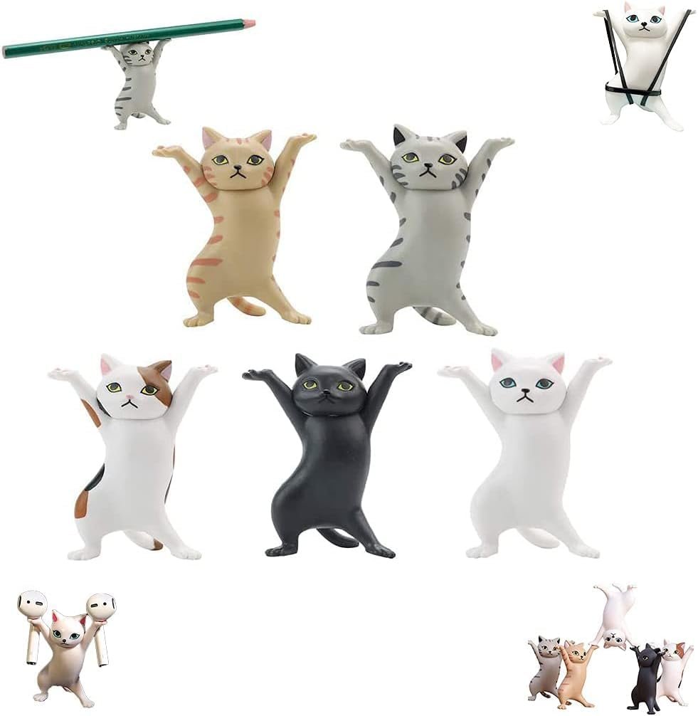 Litcalemy 5-PCS Whimsical Humor Funny Cat Pen Holder - Vibrant Cat, Toy Gift, Desk Decor