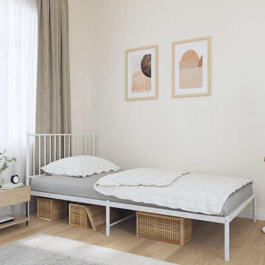 DCRAF Home Furniture Metal Bed Frame with White Headboard Dimensions 100 x 200 cm