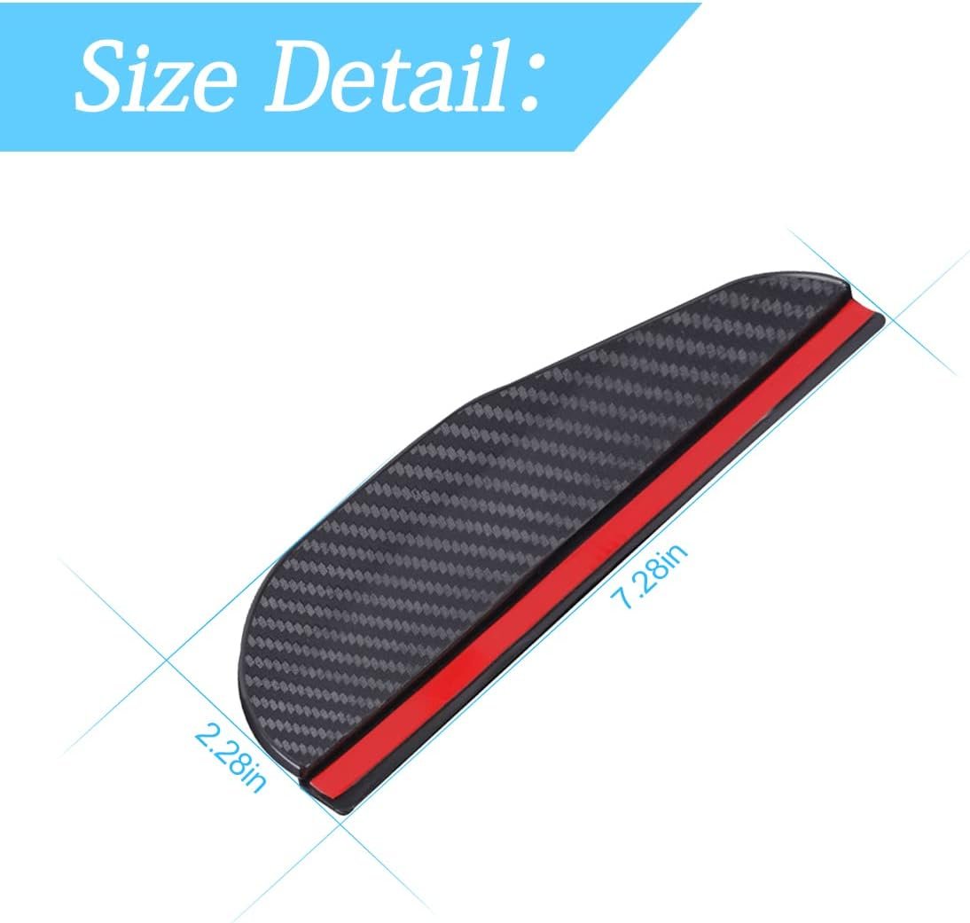 Blilo 2PCS Smoke Visor Guards for Car Side Mirrors - Waterproof Carbon Fiber Auto Rain Eyebrows for Cars, Trucks and SUVs - Universal Fit (Black)