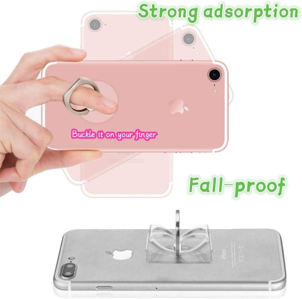 (2Silver+1Black+1Rose Gold) Cell Phone Ring Holder Stand Transparent Finger Grip Loop,Mount 360 Degree Rotation and 180 °Flip Phone Kickstand,Compatible with Universal Smart Phones,Tablet and Case