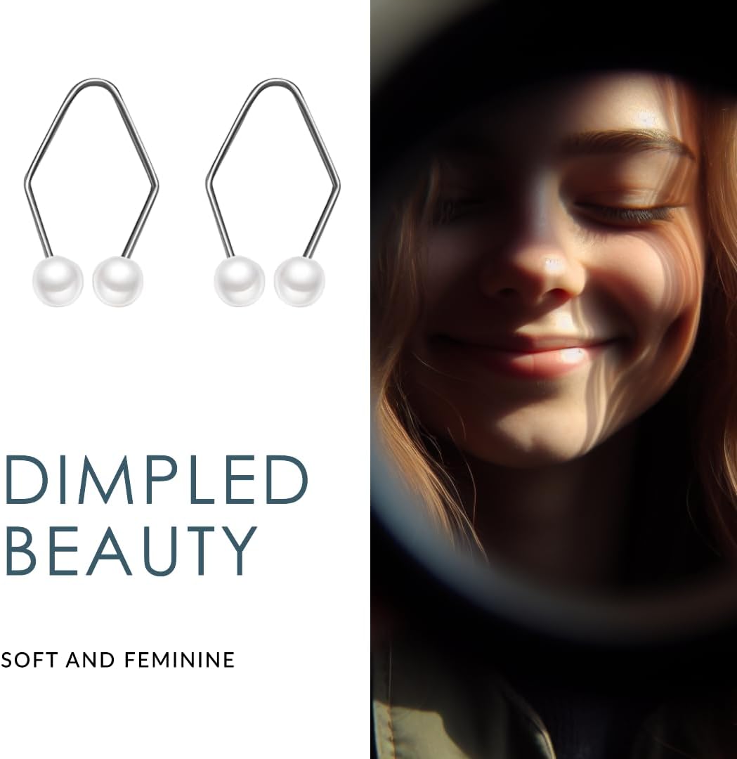 4pcs Dimple Makers For Cheeks, Dimple Trainer For The Face, Mask Maker, Facial Care& Exerciser, Face Lift, Personal Skin Care tools,Develop Natural Dimples devices Gifts for wowen (Pearl White)