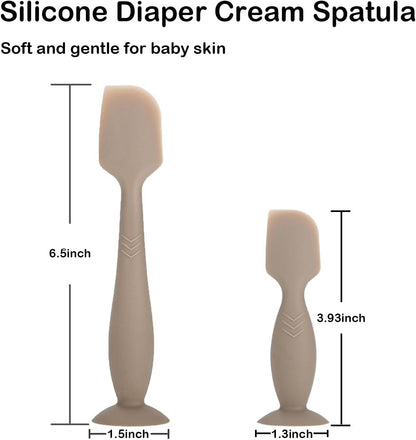 2 Pack Baby Diaper Cream Spatula - Baby Diaper Rash Cream Applicator for Butt Paste Diaper Cream - Diaper Cream Brush for Newborn Baby Essentials (Brown)
