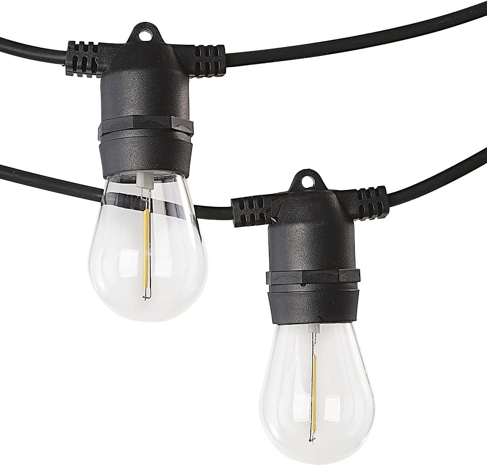Groverdi LED Festoon Lights, 30M 30 Bulbs Christmas String Lights Outdoor Waterproof IP65 Strip Hanging Bulbs for Wedding Party Garden Easter S14 1W LED Bulb Kit