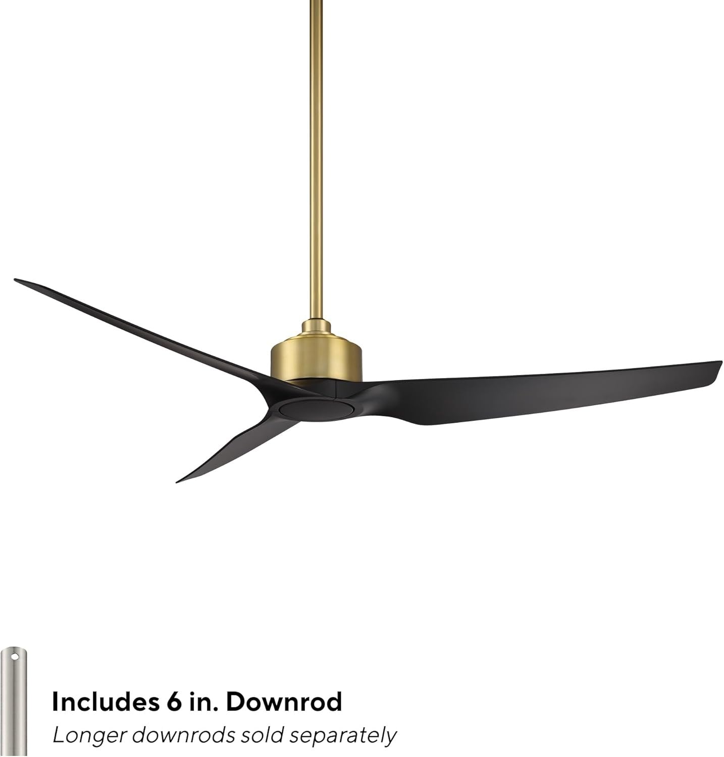 WAC Lighting Stella Indoor and Outdoor 3-Blade Smart Home Ceiling Fan 60in Soft Brass Matte Black with Remote Control works with Alexa and iOS or Android App (NO LED LIGHT KIT)