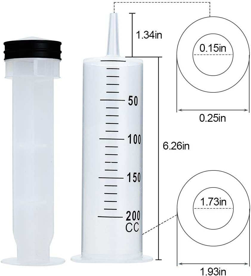 200 ml syringe with 31.5 inch plastic tube for glue dispensing, scientific laboratory, watering, filtration, pet feeding, nutrition measurement,