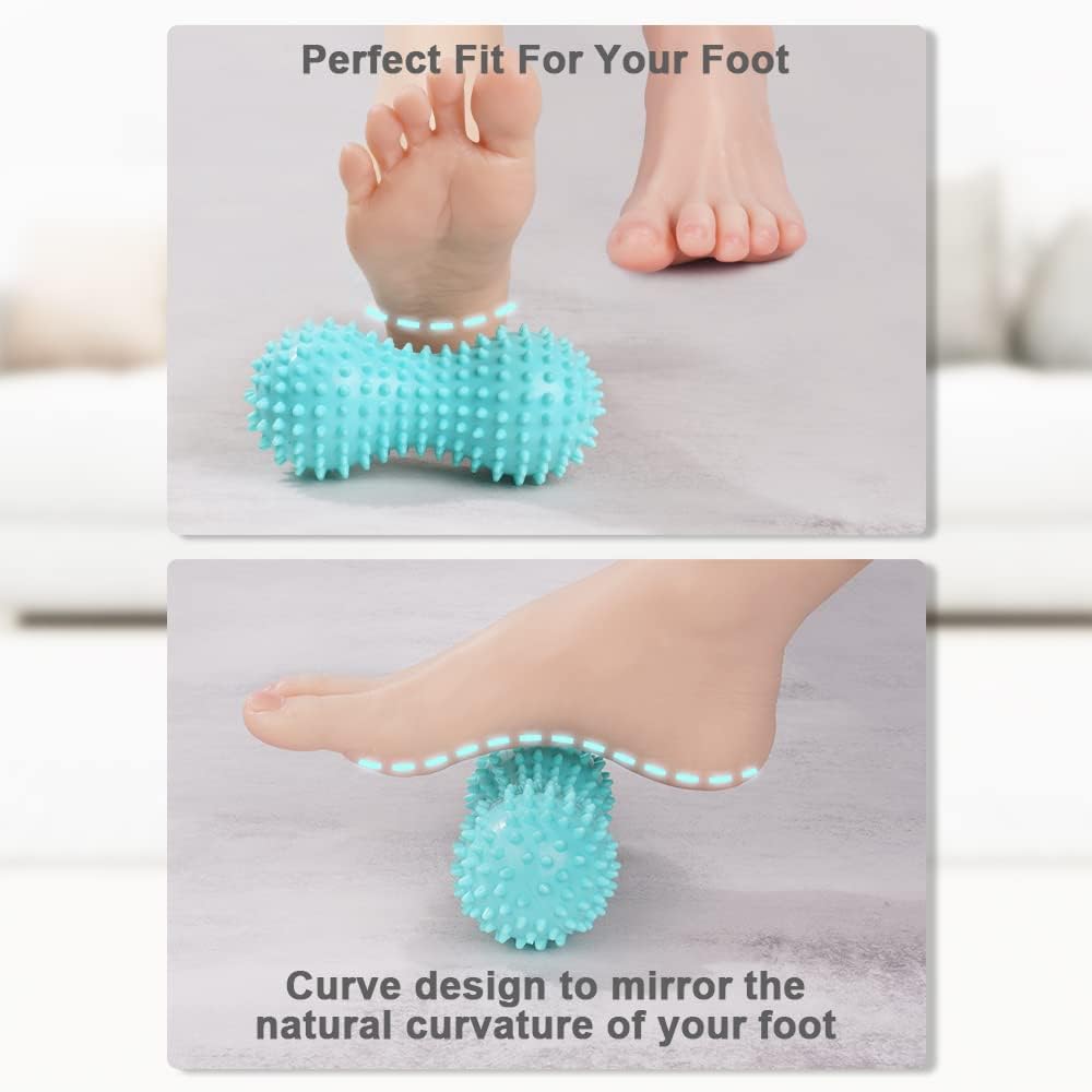 URAQT Spiky Massage Ball, 3 Pack Hard Spiky Massage Ball Roller Set, Professional Physical Therapy Massage Balls for Myofascial Release, Trigger Point Deep Tissue Massage, Plantar Fasciitis Recovery