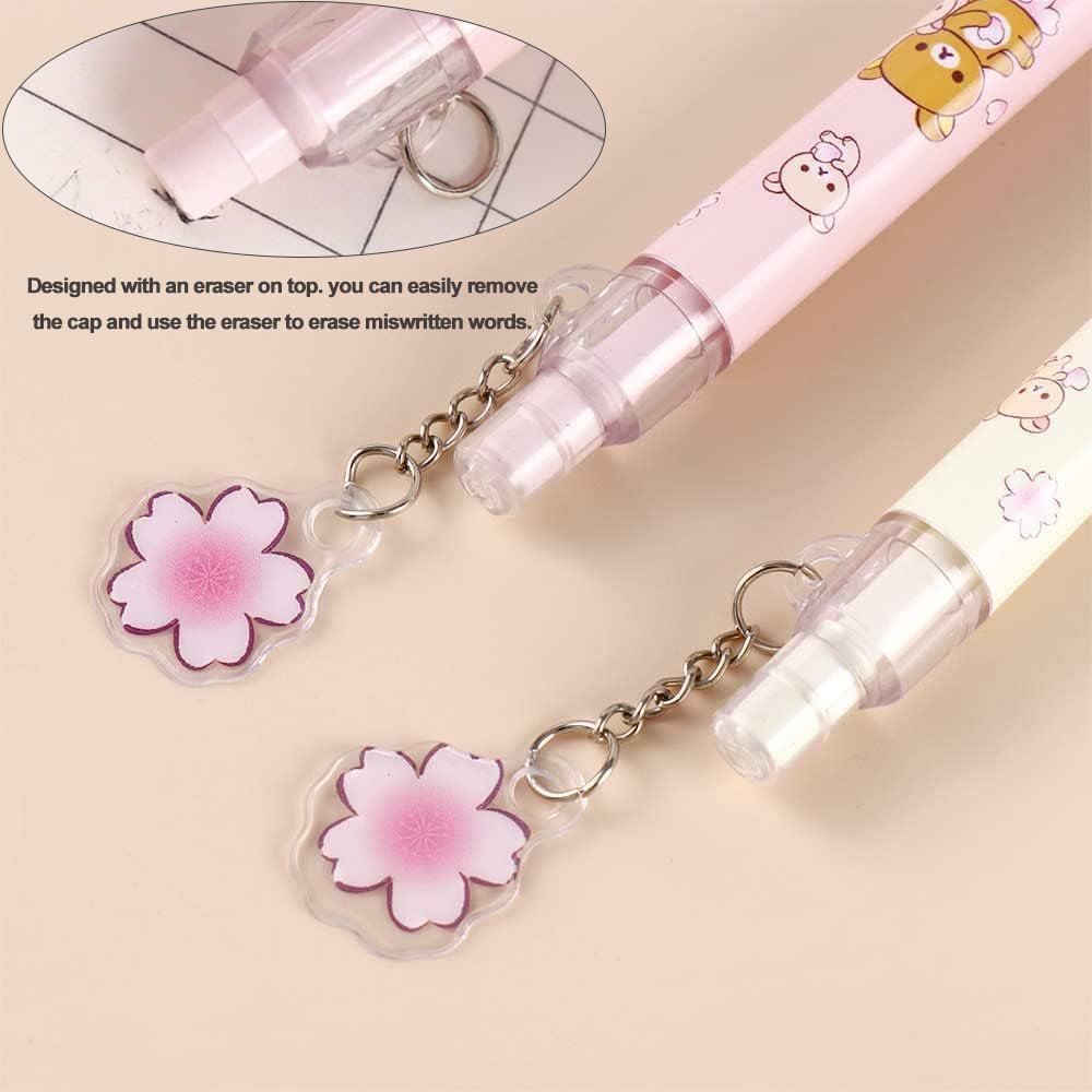 4Pcs Mechanical Pencil Set Cute Mechanical Pencil 0.5mm & 0.7mm Cartoon Bear Press Pen Writing Tool Kawaii Sakura 2B Automatic Pencils Soft Comfortable Grip for Writing Drawing Sketching