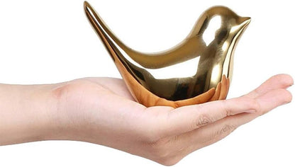 Small Gold Birds Ceramic Statues, Decorative Animal Sculpture, Gold Bird Figurines Ornaments, Modern Art Style Home Decor Craft for Shelves Bedroom Office Desktop Cabinets (2 Pack)