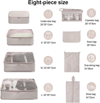 OSDUE Luggage Organizer, 8 Pieces Travel Organizer Travel Accessories, Space-Saving Suitcase Packing Cubes, Clothing Underwear Footwear Organizer Classification Backpack Travel