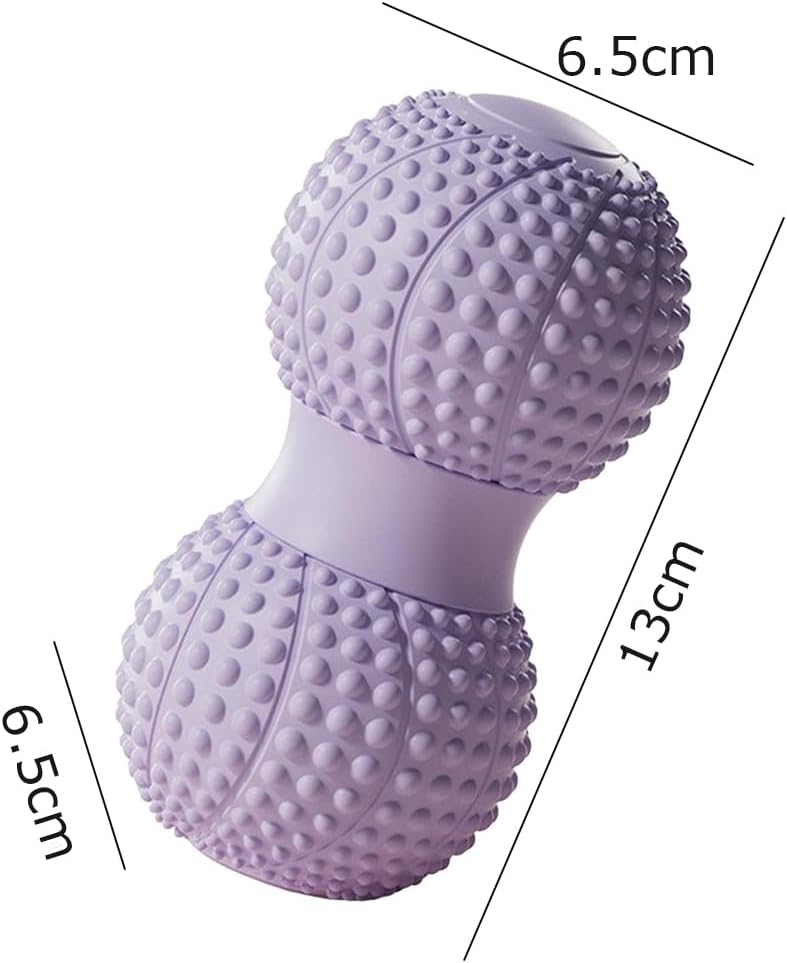 Peanut Massage Ball, Double Lacrosse Massage Roller Ball for Back Neck Shoulder Spine Legs HIPS, Myofascial Release, Trigger Points, Muscle Knots, and Yoga Therapy (Purple)