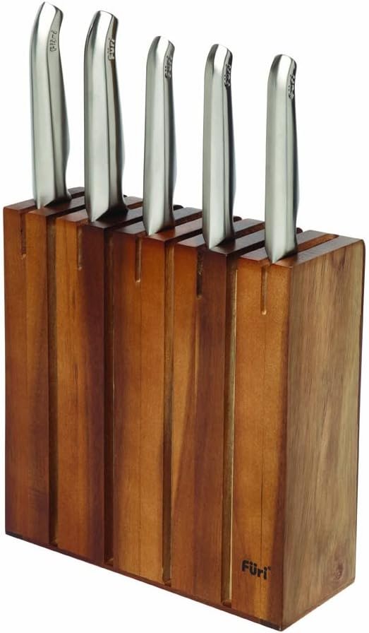 Furi Acacia Wood Segmented Knife Block Set (6 Pieces)