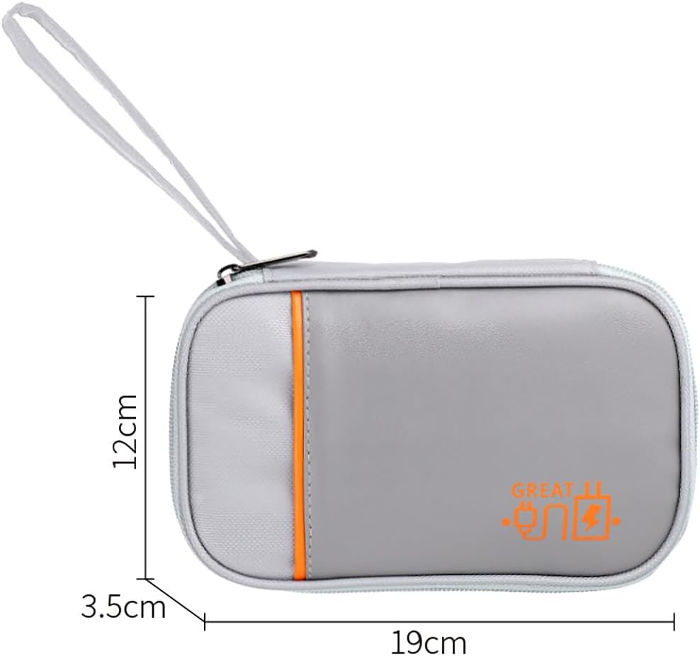 Electronic Accessories Bag, Cable Organizer, Travel Bag Case Water Resistant Cables Small Bag with Bracelet Shockproof Clutch Bag for USB Cables, SD Cards, Chargers, grey, Cable Organizer Bags