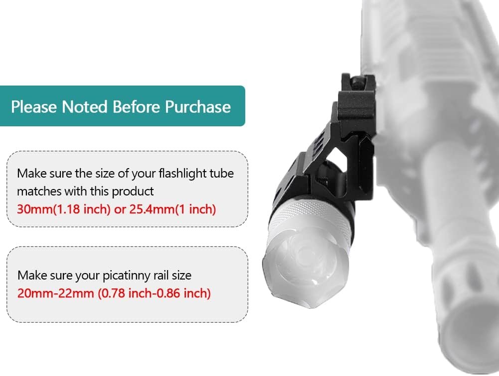 Offset Ring Flashlight Holder Suit for 1.18” and 1” Tactical Flashlights Mount (1 PCS)