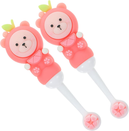 COLLBATH 2pcs Cute Bear Manual Toothbrushes Soft Bristle Tooth Brush for Ages Ergonomic Design with Durable Handle Gentle Care for Little Teeth and Gums
