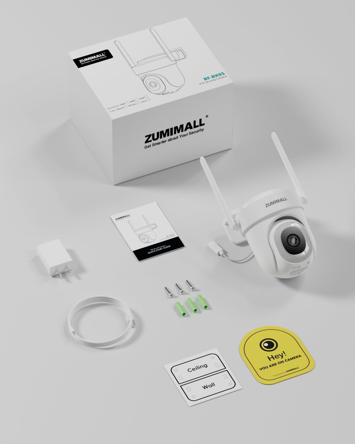 ZUMIMALL 5MP 5G Security Camera Outdoor Wired, 24/7 Recording Security Camera, WiFi Cameras for Home Security Outdoor, Plug-in Power, 360° Auto Tracking,Noise Detect,Cloud, Compatible with Alexa, IP66