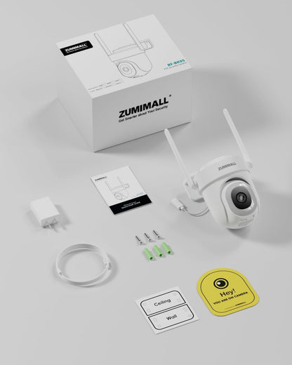 ZUMIMALL 5MP 5G Security Camera Outdoor Wired, 24/7 Recording Security Camera, WiFi Cameras for Home Security Outdoor, Plug-in Power, 360° Auto Tracking,Noise Detect,Cloud, Compatible with Alexa, IP66