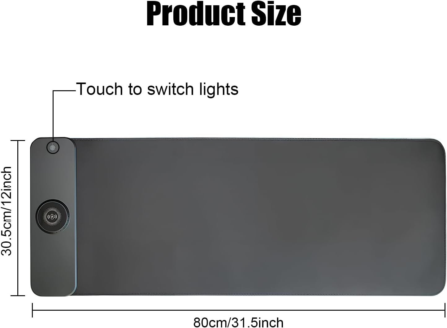 RGB Gaming Mouse Mat 15 W Qi Upgrade Mouse Mat Non-Slip Rubber Foot Mouse Pad Black Waterproof Gaming Accessories with 10 Lighting Modes LED Light for iPhone Pro Mobile Phone, Headphones, Home, Office