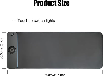 RGB Gaming Mouse Mat 15 W Qi Upgrade Mouse Mat Non-Slip Rubber Foot Mouse Pad Black Waterproof Gaming Accessories with 10 Lighting Modes LED Light for iPhone Pro Mobile Phone, Headphones, Home, Office