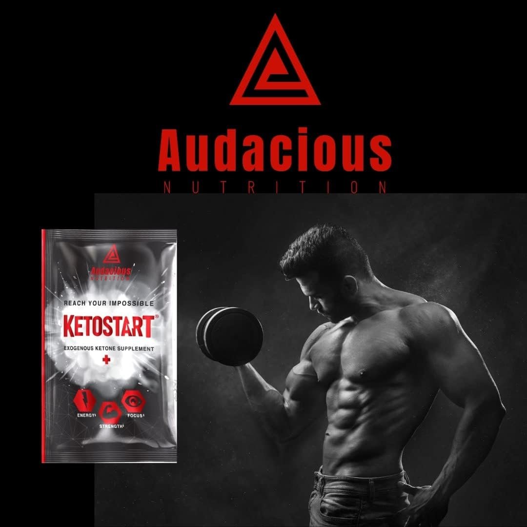 Audacious Nutrition KetoStart+ | Exogenous Ketones Powder with Electrolytes for Energy, Strength & Focus | Caffeinated | Raspberry Lemonade Flavored Electrolyte Powder (10 pa