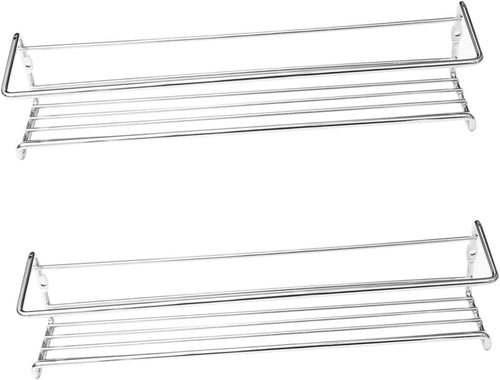 FUNOMOCYA 2pcs Stainless Steel Wall Mounted Kitchen Shelf Multi Functional Spice Storage Rack for Condiments Bathroom and Home Organization Silver