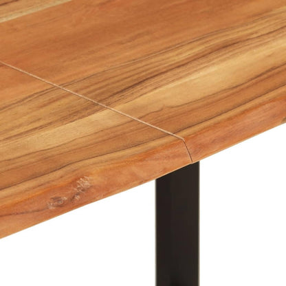 vidaXL Rectangular Solid Acacia Wood Dining Table - Industrial Style Kitchen & Dining Room Furniture with Powder-Coated Steel Legs - Rustic Design - Brown Black.