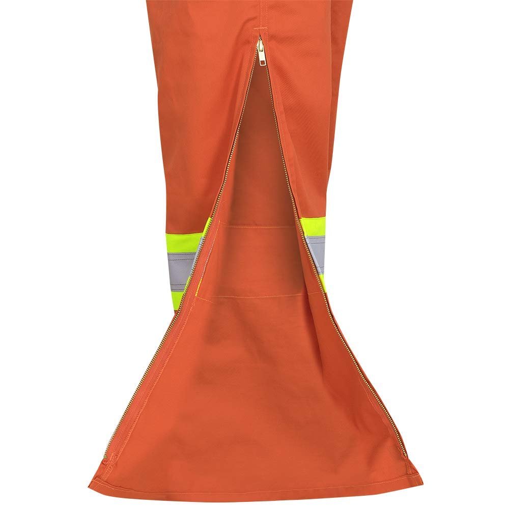 Pioneer Easy Boot Access UL ARC 2 Flame Resistant Work Coverall, Lightweight High Visibility Premium Cotton Nylon, Orange, 48, V2540650-48