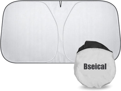 Car Sunshade Interior Windshield 136 x 65 cm, Car Sun Protection UV and Sun Heat Protection, Universal Car Windscreen Cover, Summer Accessories, Foldable, for Suv, Sedan