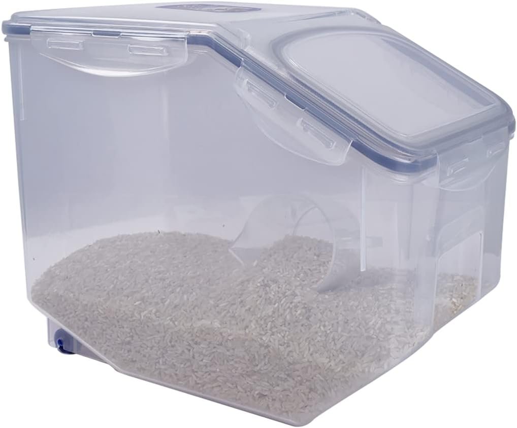 Lock & Lock Plastic Rice Case 12L Container/Storage Food Organiser w/Cup Clear