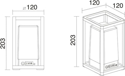 DOPO LIGHTING - Portable Rechargeable VENICE LED Anthracite SMD RGBW Smart+Wifi Outdoor IP44 Ideal for Patios, Gardens, Porches and Easy to Carry