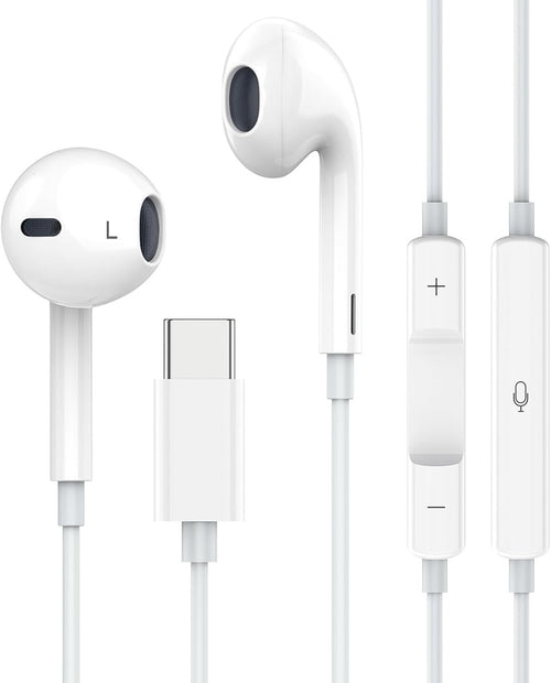 Apple Earbuds with USB C Wired Earphones Noise Canceling Isolating with USB-C Plug (Built-in Microphone & Volume Control) for Phone 15 Android Smartphone and Other USB C Type C Device