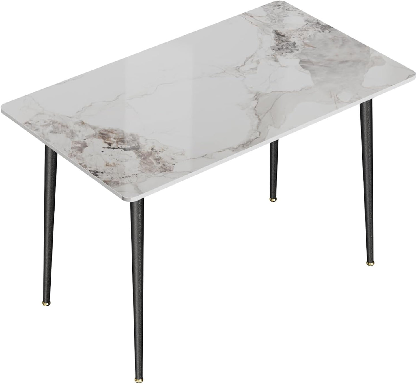 Wisfor Kitchen Dining Table Rectangular: 48 x 28 Inch Modern Sintered Stone Marble Effect Table Top with Tapered Metal Legs 4 Seat Breakfast Table for Dining Room, Restaurant, Living Room Furniture