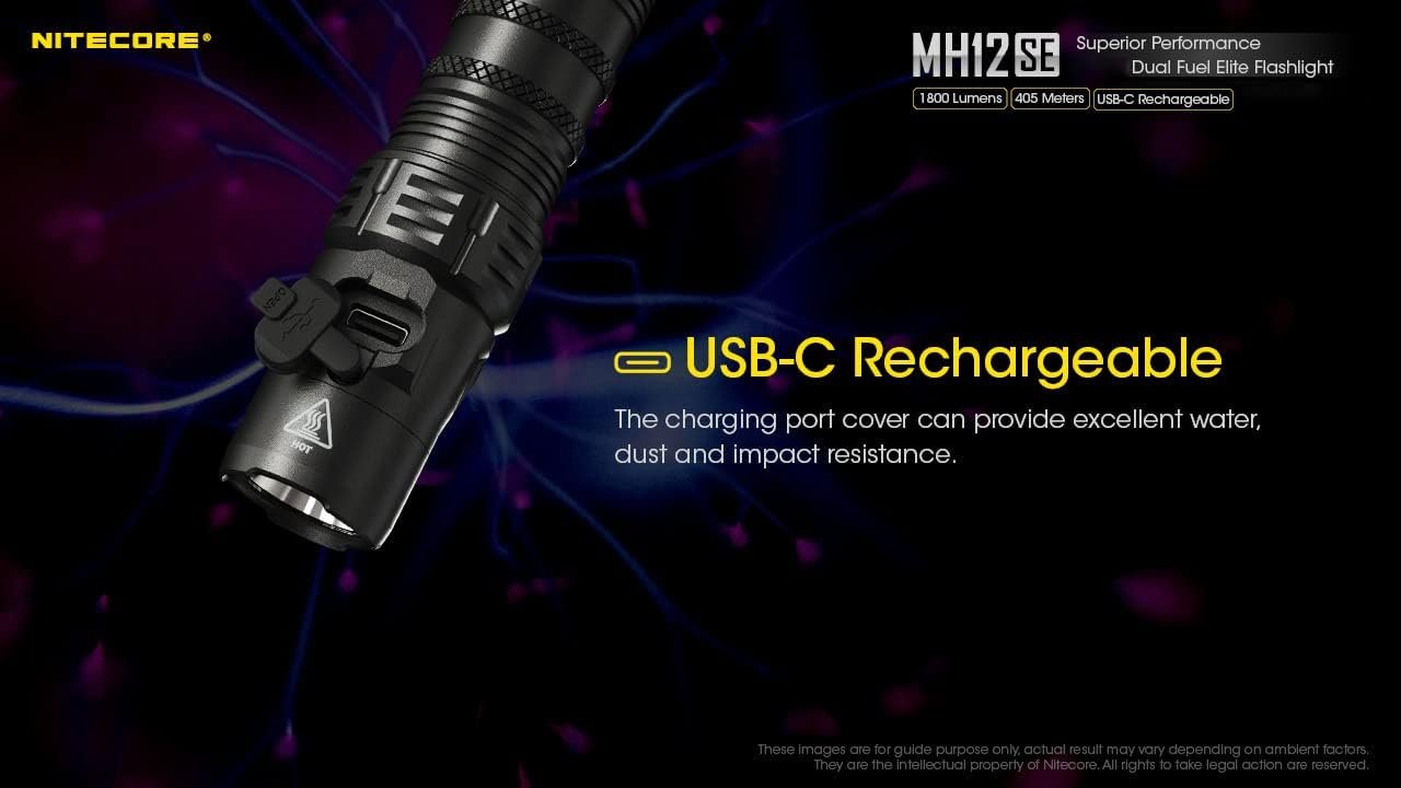 Nitecore MH12SE 1800 Lumen USB-C Rechargeable Tactical Flashlight with LumenTac Organizer