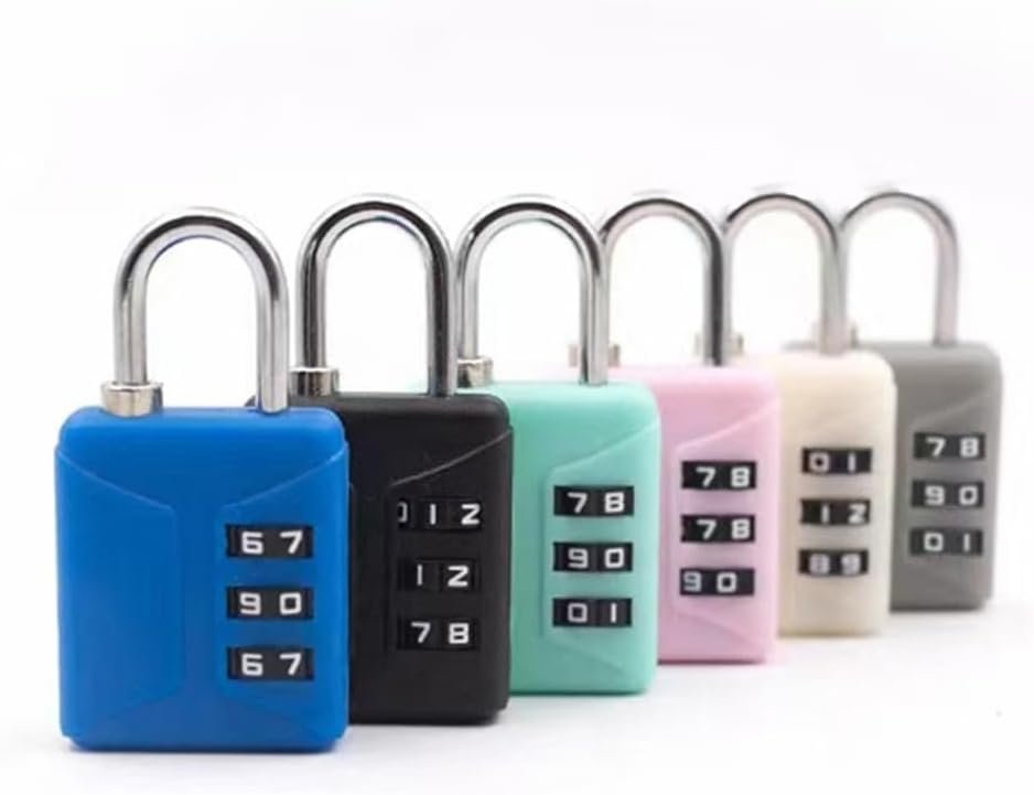 Maizoon Combination Lock with 3-Digit Resettable Code Combo Lightweight and Cute Outdoor Padlock for High Security for Luggage Backpak Bag Suitcase Baggage Pack of 6