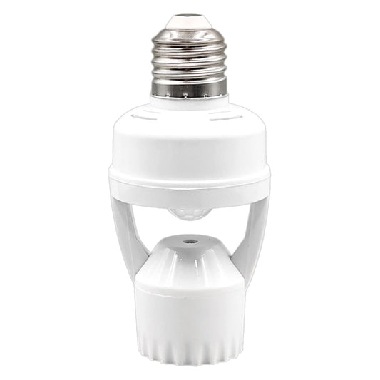 E27 Motion Activated Light Socket Adapter - Smart Bulb Holder With Auto On/Off Feature For Porch, Basement, And Storage Room - Motion Sensor Lamp Socket For Efficient Lighting Control - Ideal For