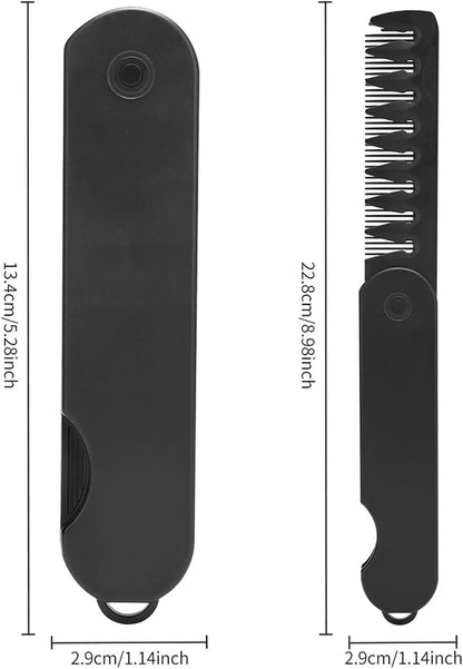 Folding Comb for Men - Pocket Hair Tool Foldable and Beard Comb for Travel | Compact Hair Care Comb - for Moustache, Beard and Hair on the Go