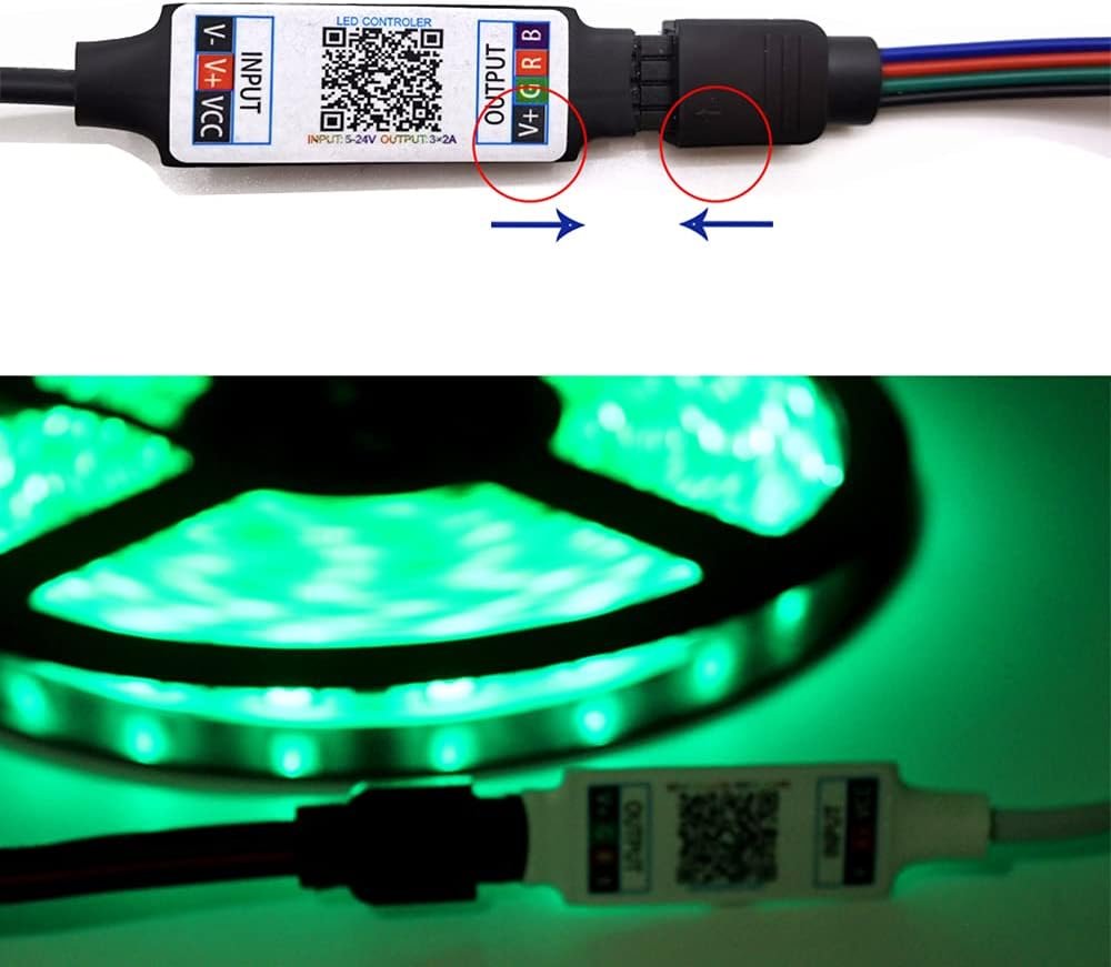 TOPXCDZ Mini RGB Bluetooth Controller DC 5V 12V 24V Music BT Smart APP Controller Light Strip Control for RGB LED Strip (Mini DC Bluetooth Black)