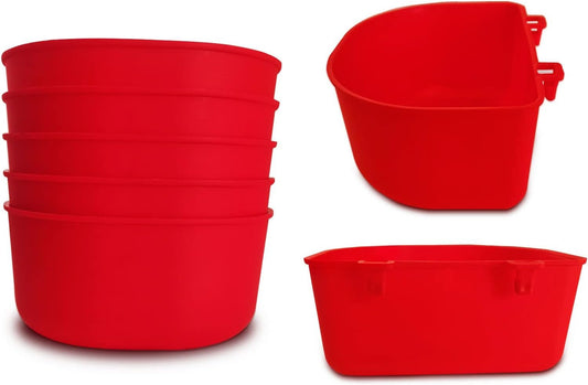 ORIBUKI 5 Pack Cage Cups Chicken Birds Feeder Water Bowl 25 OZ Rabbit Feeding Watering Dish for Travel Carrier Cat Puppy Food Dispenser Hanging Wire Cages Treats Box Seed Drinking Coop Cup Birdbath