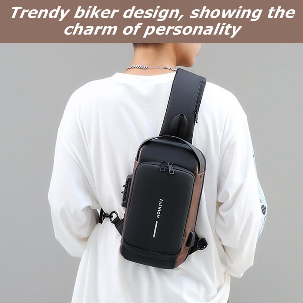 USB Charging Crossbody Bag with Durable Material, Anti Theft Lightweight Shoulder Backpack, Portable Shoulder Sling Bag, Adjustable Sling Tactical Bag for Outdoor Hiking Walking Biking Travel Cycling
