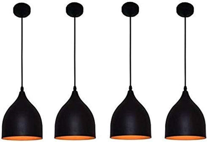 GreyWings Aluminium Hanging Shade Light, Black, Pack of 4