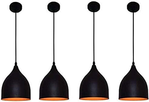 GreyWings Aluminium Hanging Shade Light, Black, Pack of 4