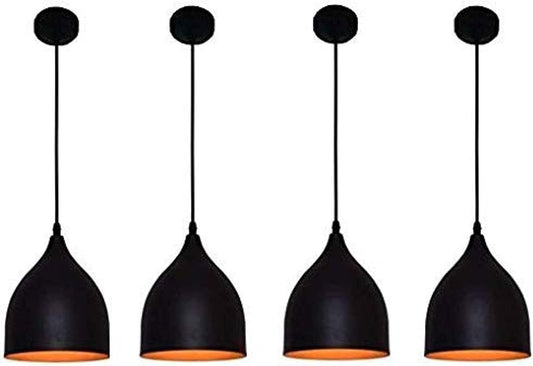 GreyWings Aluminium Hanging Shade Light, Black, Pack of 4