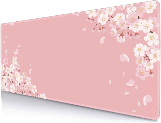 IMAYONDIA Pink Japanese Desk Mat, Cherry Blossom Large Gaming Mouse Pad, Non-Slip Rubber Base Mousepad Desk Decor for Women, Desk Pad for Work, Game, Office, 31.5x11.8 Inch- Sakura Flowers Aesthetic