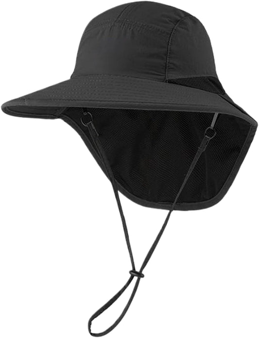 Sun Protection Hat, Adjustable UV Bucket Cap with Neck Flap, Breathable Cooling Hiking Hat for Men Women, Outdoor Gear for Fishing, Camping, Running, Travel, Garden Work